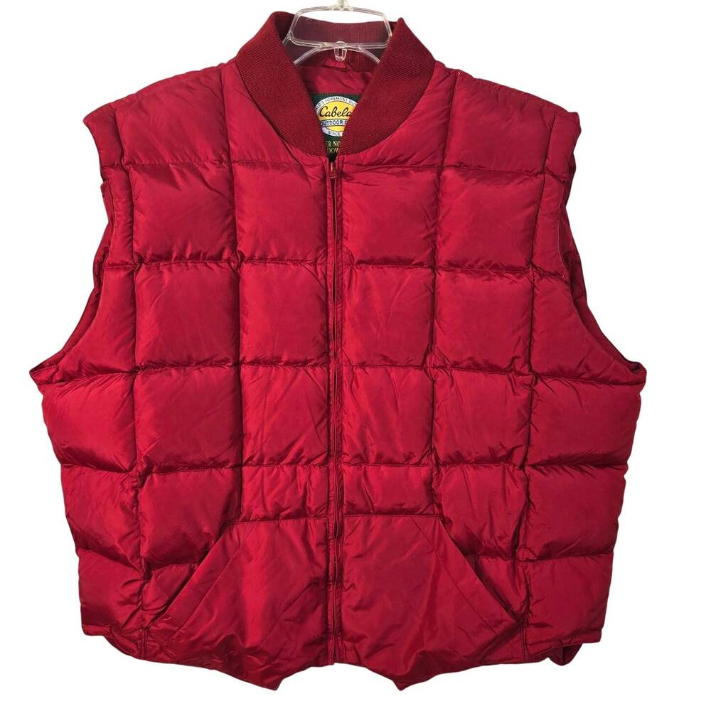 Cabela's Premier Northern Goose Down Vest Men's XLT Red Puffer Zip Up Outdoors